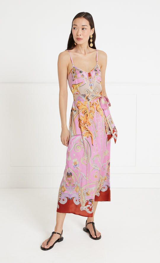 Carline Printed Slip Dress Rose Pink