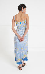 Carline Printed Slip Dress Vista Blue