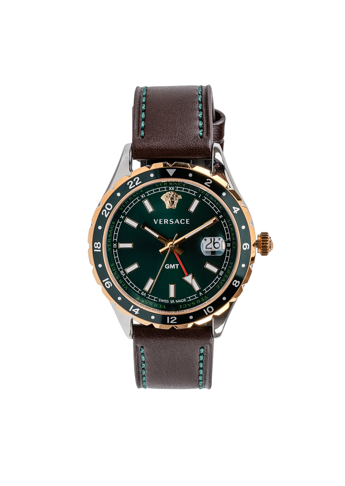 Hellenyium GMT Green Dial Leather Watch