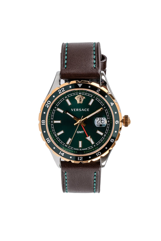 Hellenyium GMT Green Dial Leather Watch