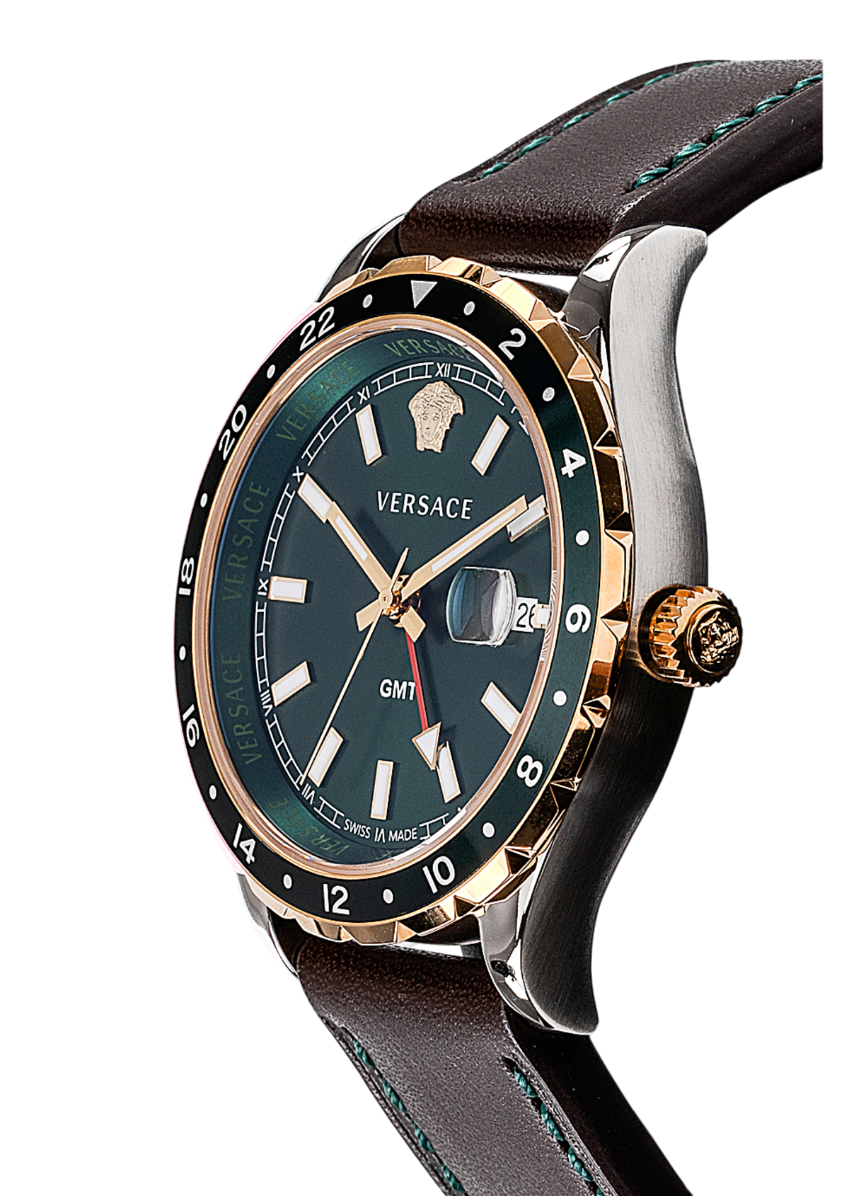 Hellenyium GMT Green Dial Leather Watch