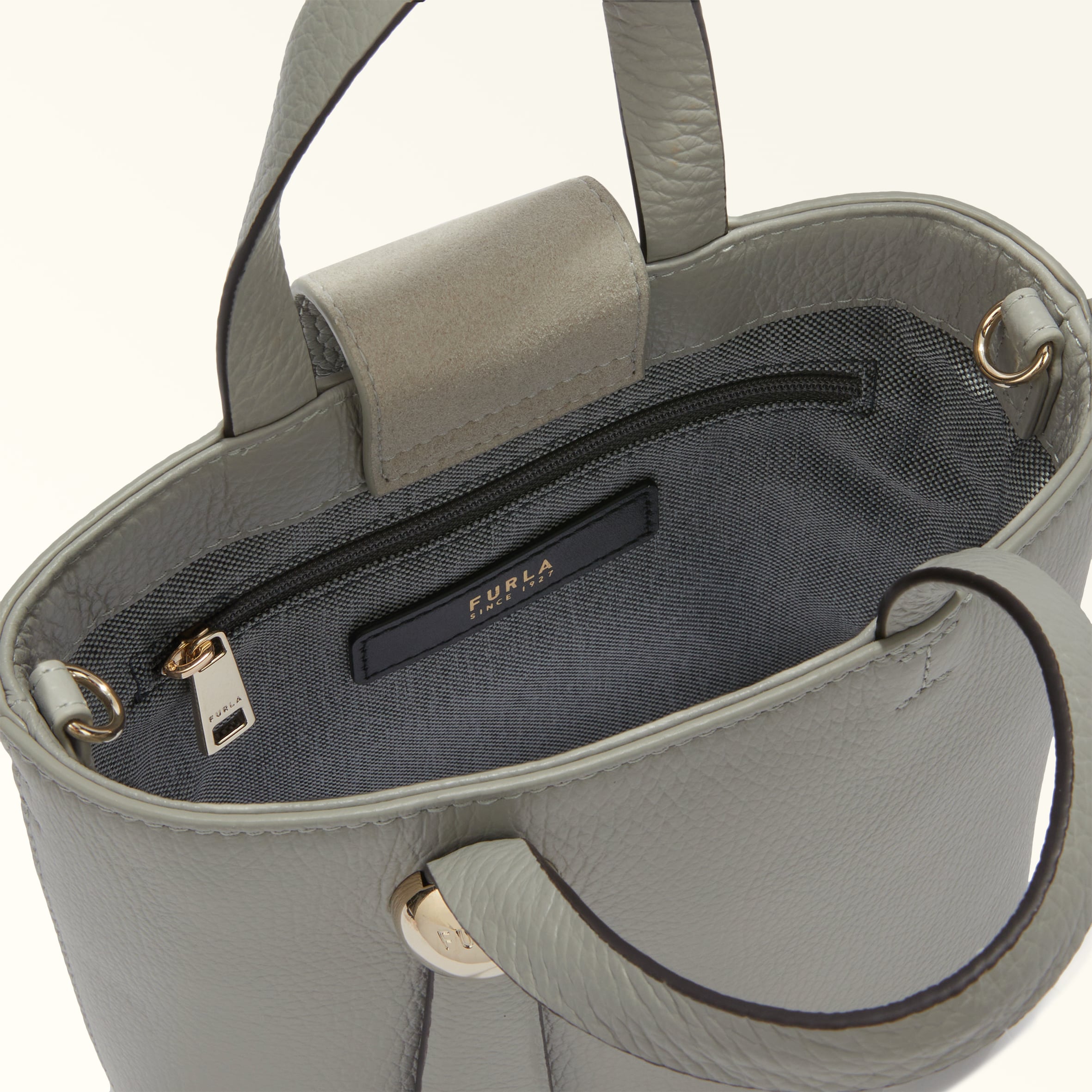 Furla Sfera Light Grey Vertical Crossbody Bag