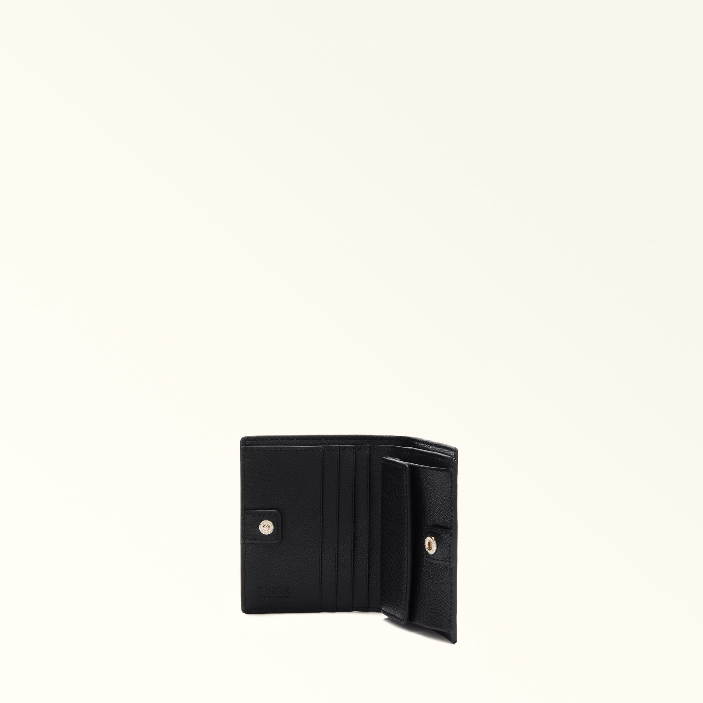 Furla Camelia Black Compact Bifold Coin Wallet - Small