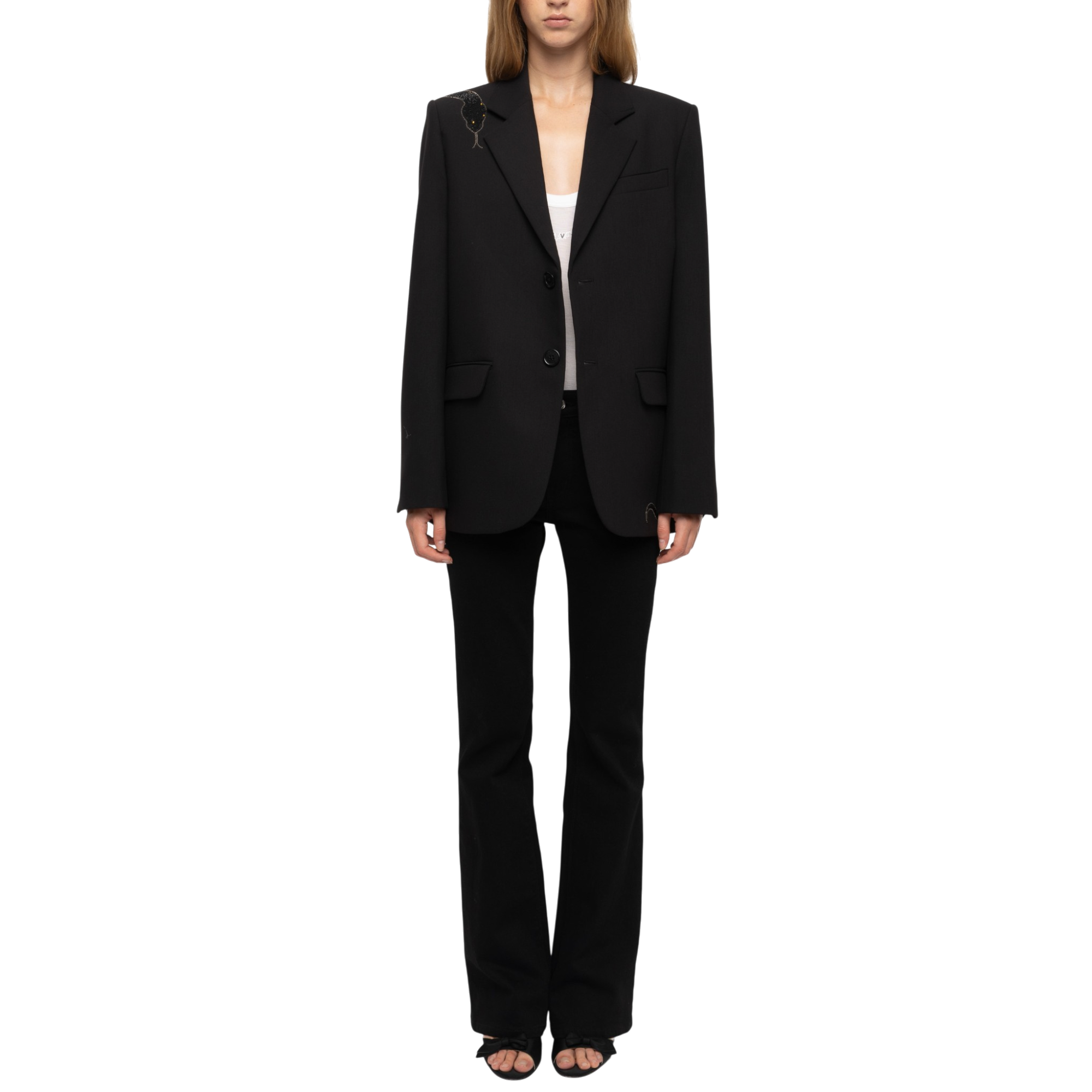 Vanille Strass Snake Rhinestone Blazer - Black