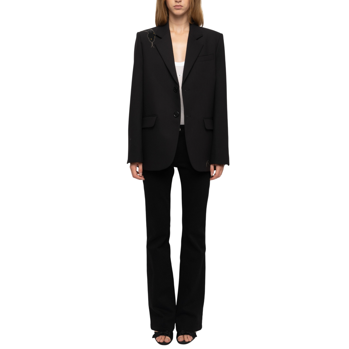 Vanille Strass Snake Rhinestone Blazer - Black