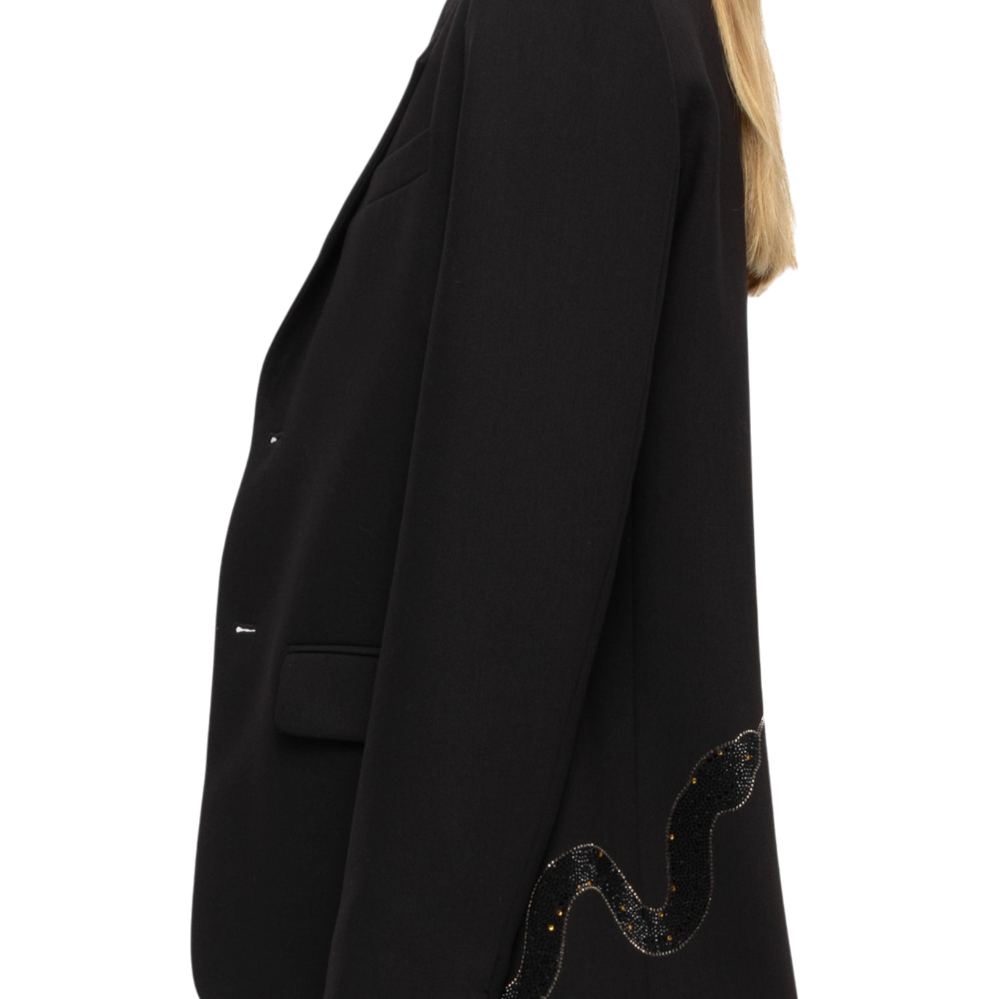 Vanille Strass Snake Rhinestone Blazer - Black