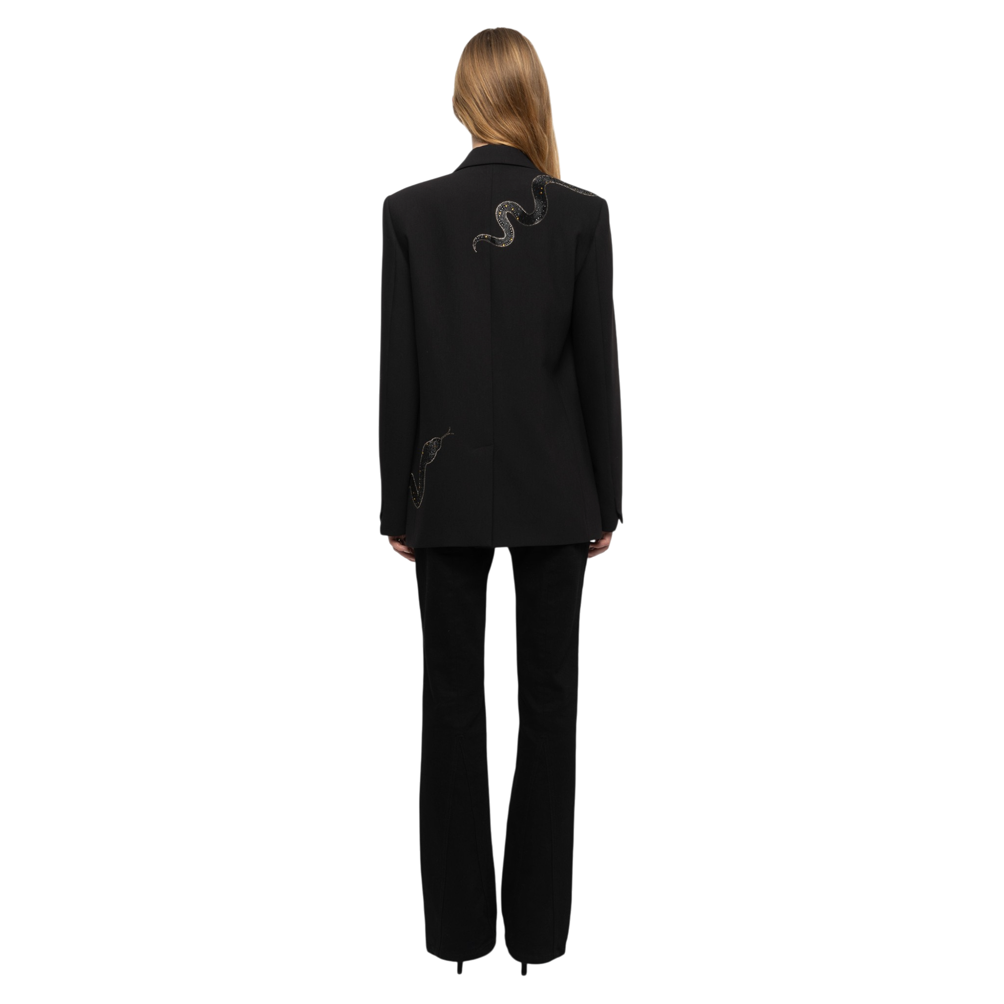Vanille Strass Snake Rhinestone Blazer - Black