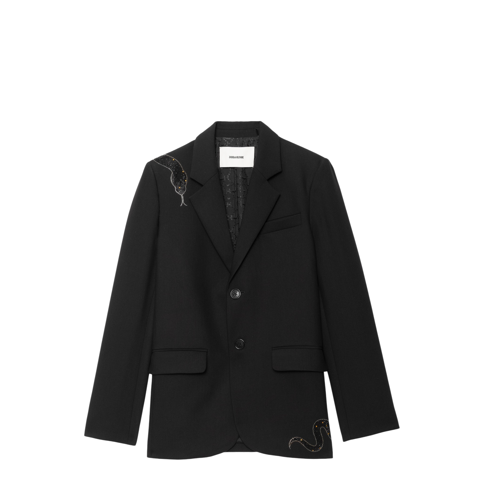 Vanille Strass Snake Rhinestone Blazer - Black
