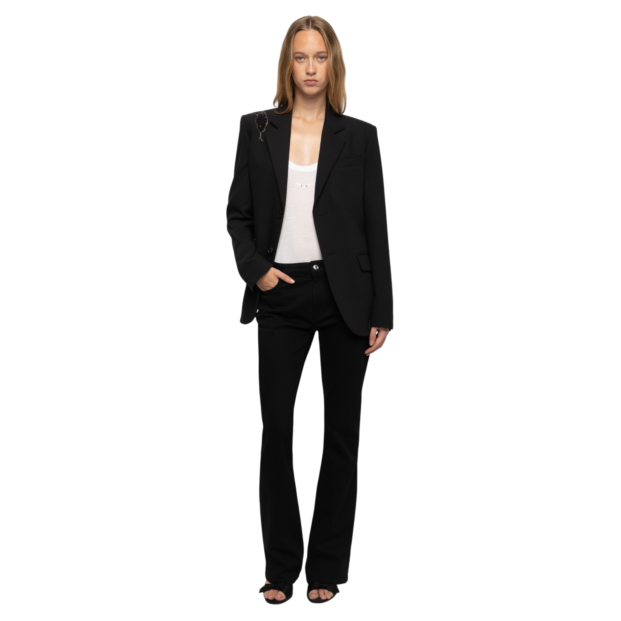 Vanille Strass Snake Rhinestone Blazer - Black