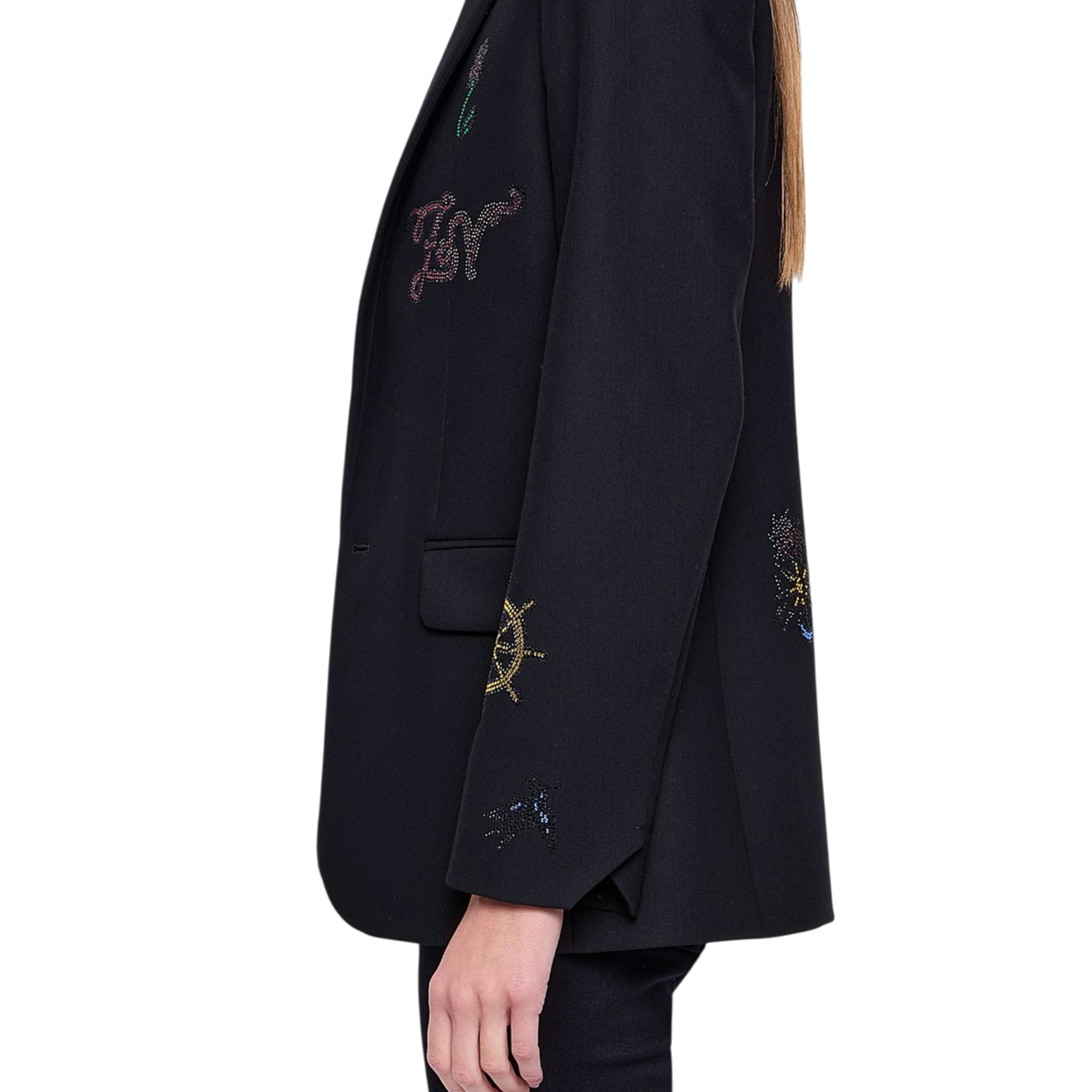 Valse Multicolour Rhinestone Tailored Blazer - Black