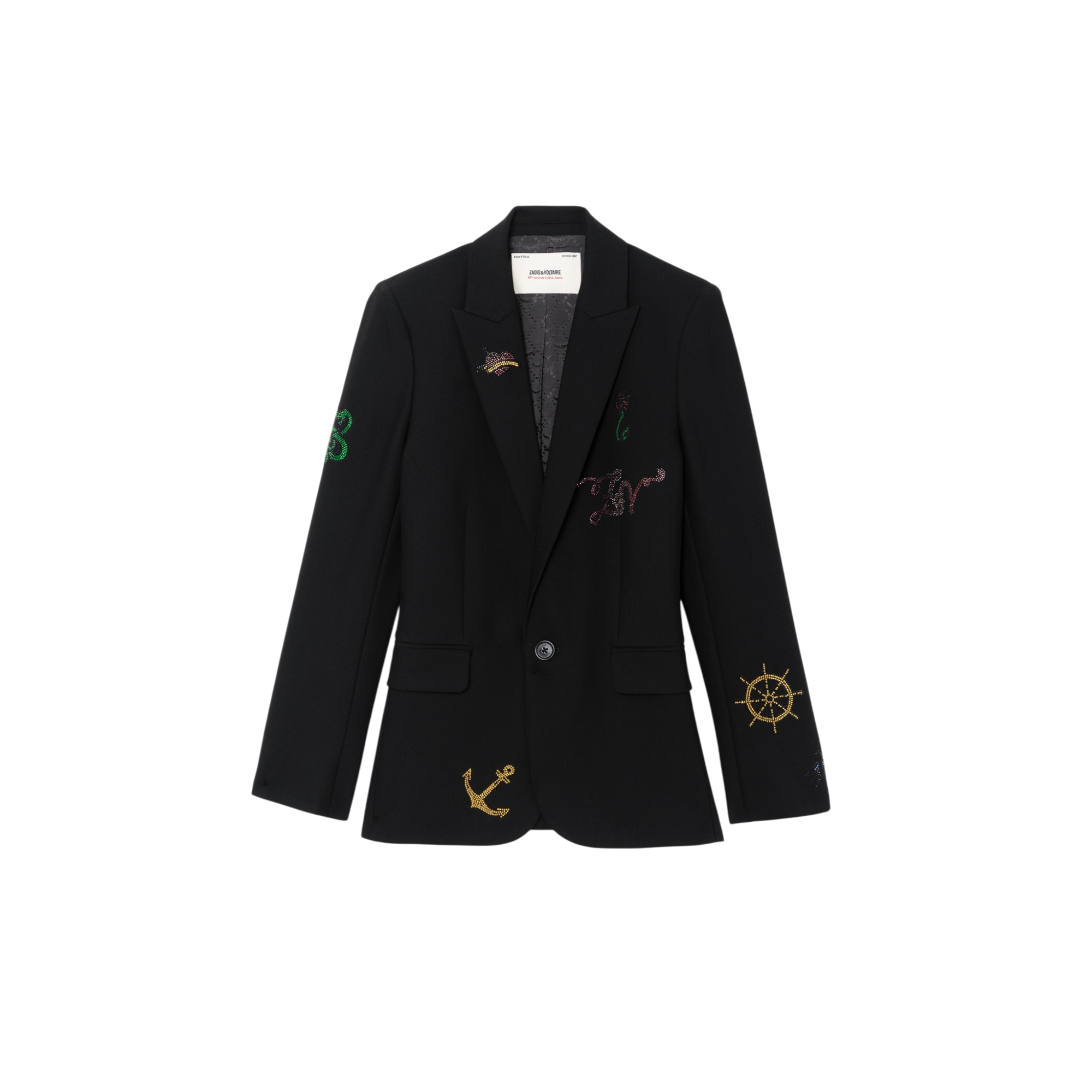 Valse Multicolour Rhinestone Tailored Blazer - Black
