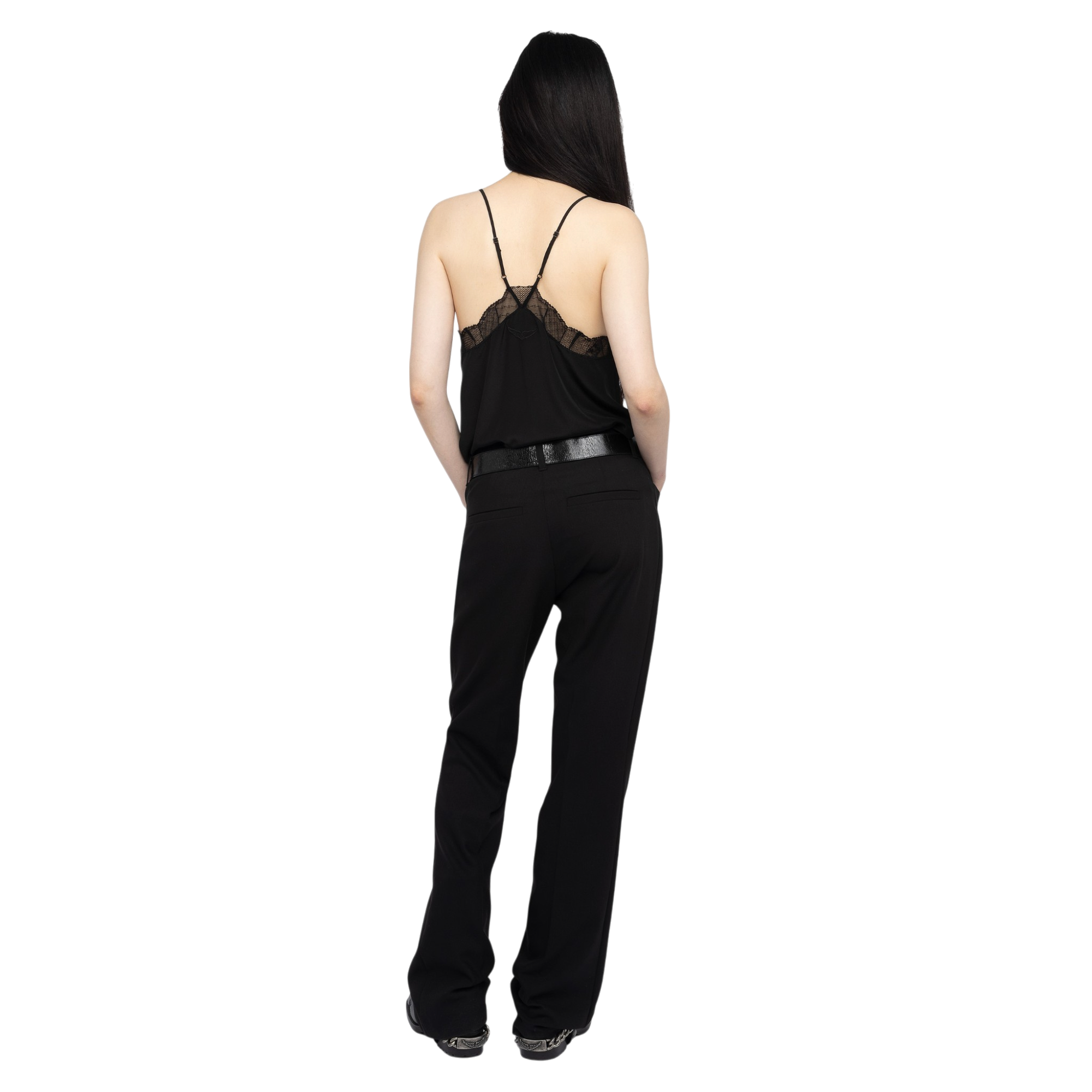 Christy Silk Lace-Trim Camisole - Black