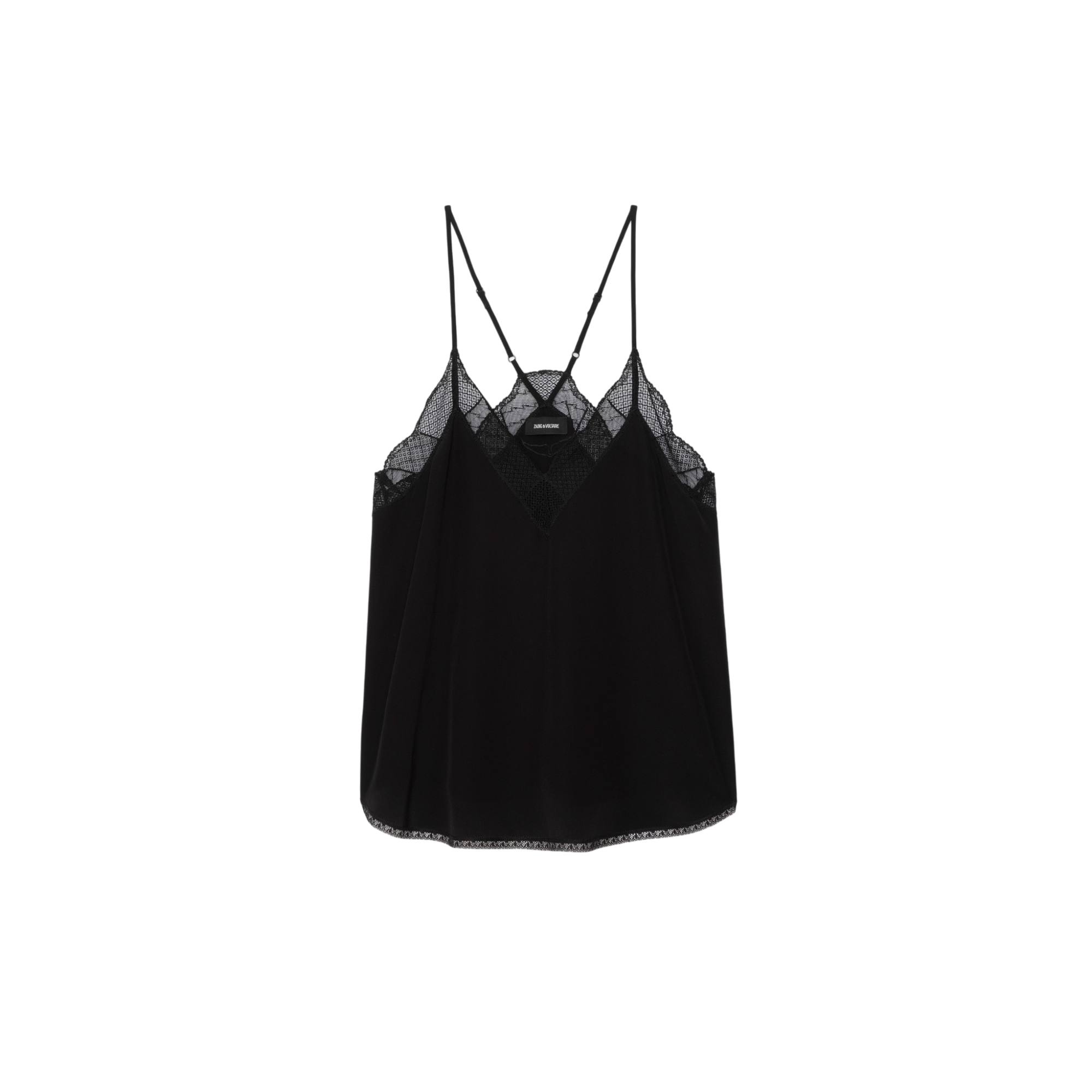 Christy Silk Lace-Trim Camisole - Black