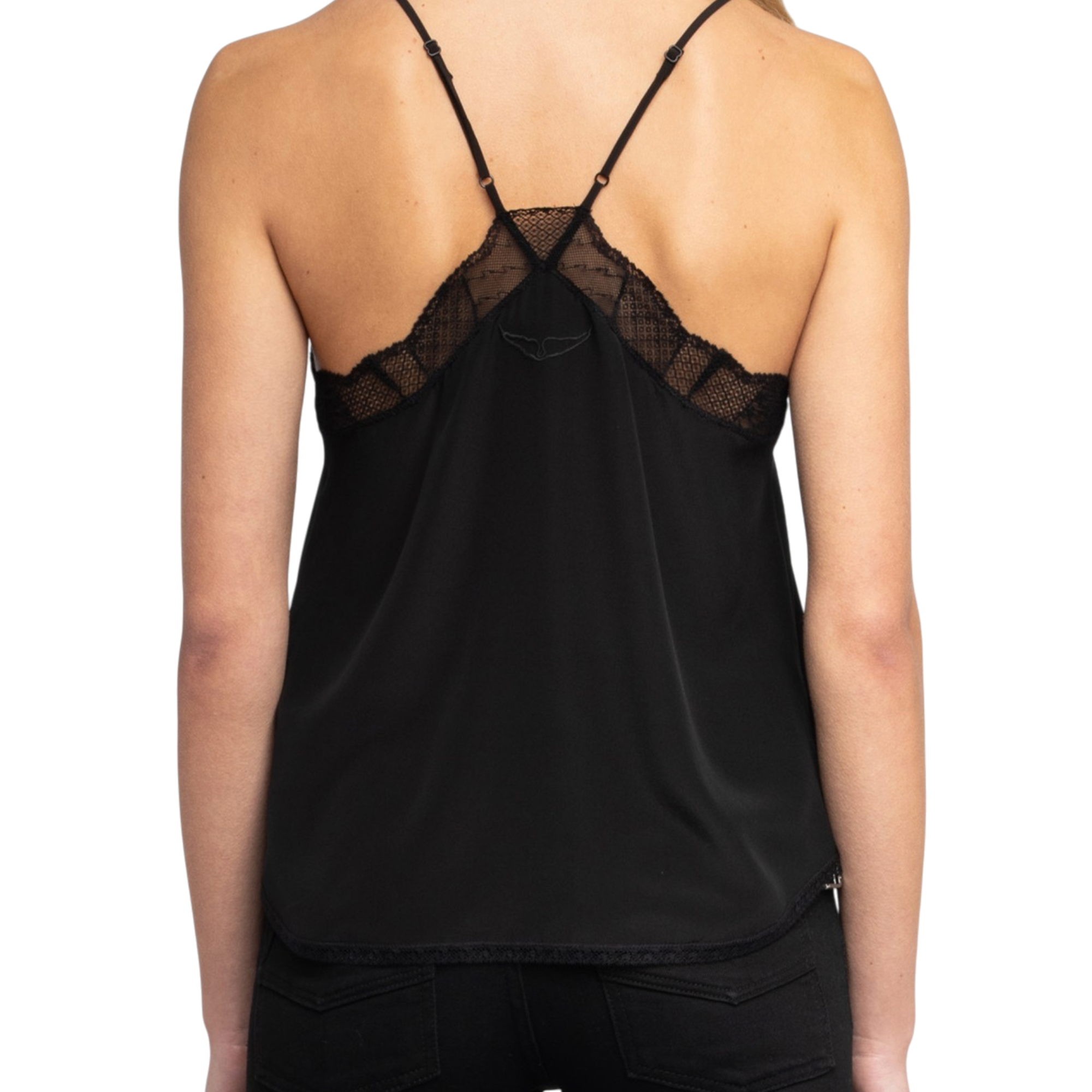 Christy Silk Lace-Trim Camisole - Black