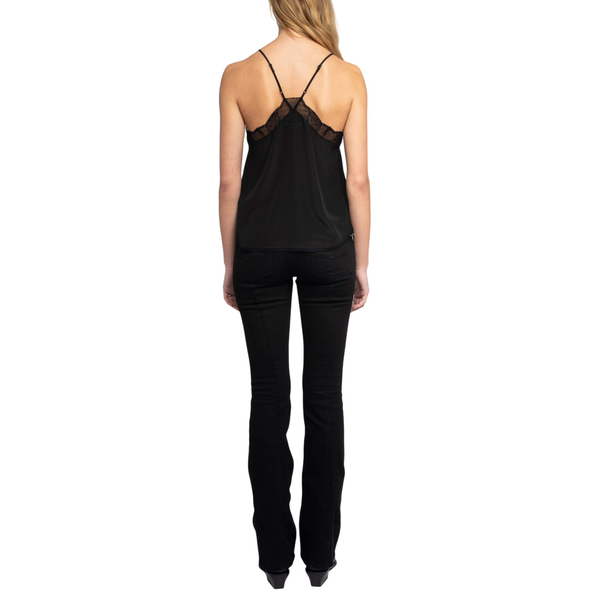 Christy Silk Lace-Trim Camisole - Black