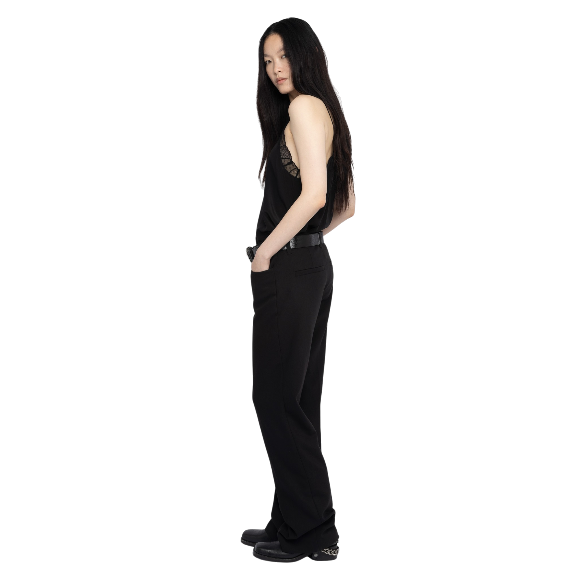 Christy Silk Lace-Trim Camisole - Black