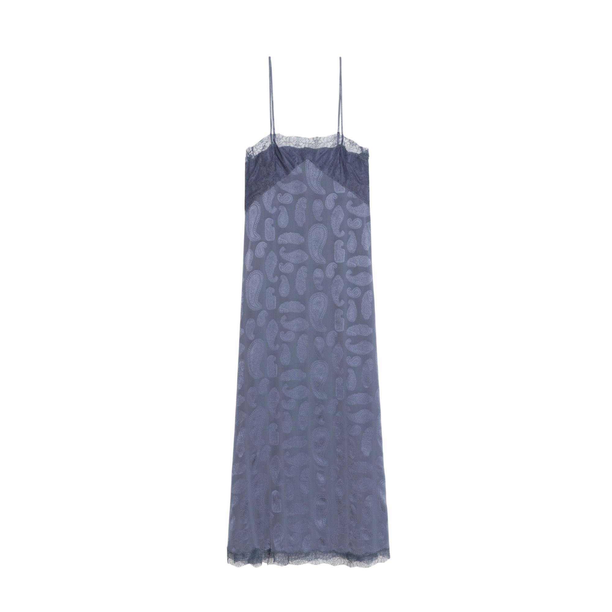 Ridar Paisley Jacquard Silk Midi Slip Dress - Storm Blue