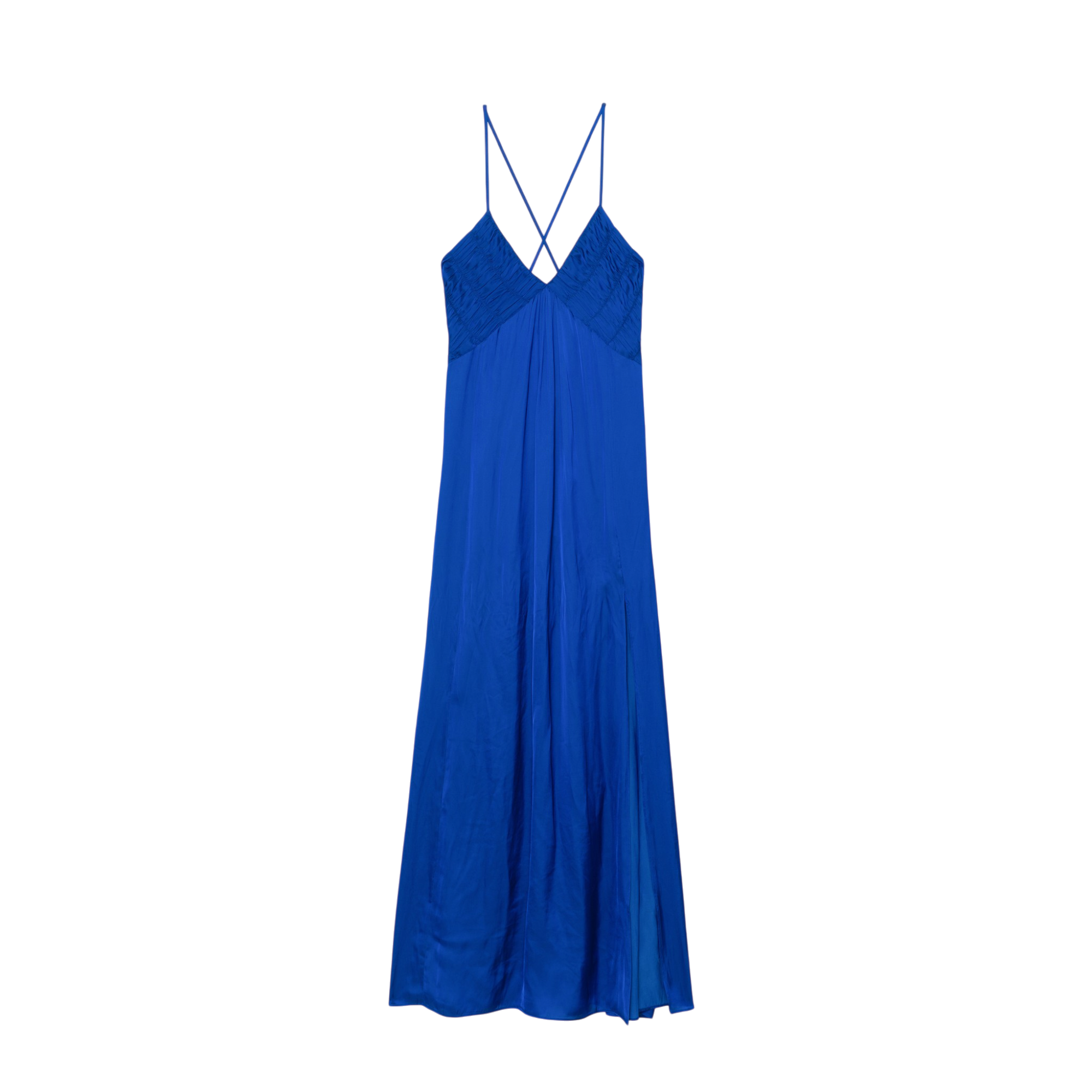 Rayonne Pleated Satin Maxi Dress - Electric Blue