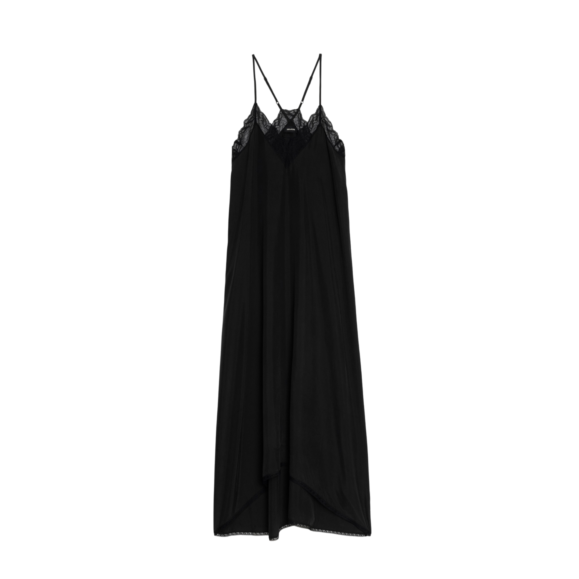 Risty Silk Lace Slip Dress - Black