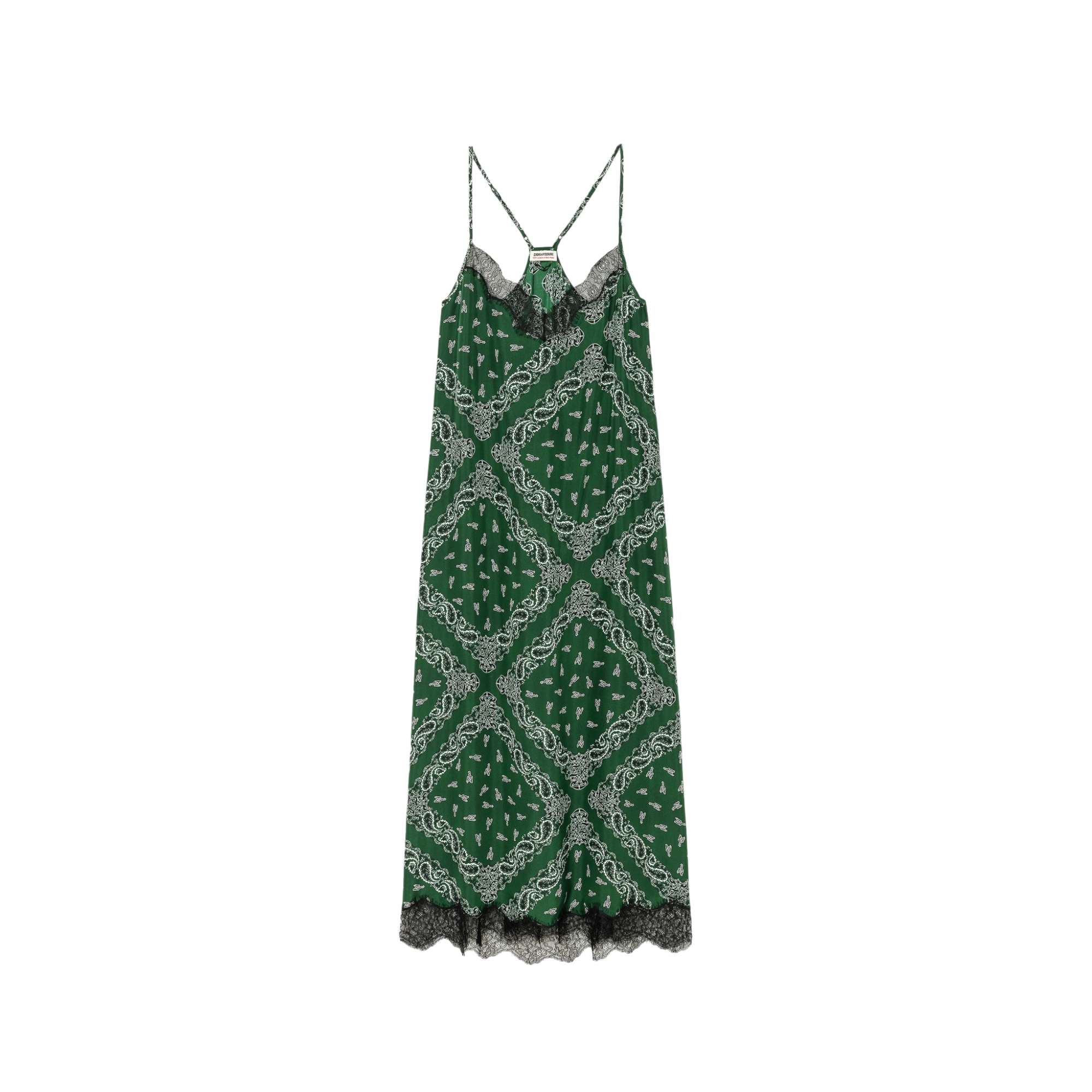 Respa Silk Bandana Lace Slip Dress - Meadow Green
