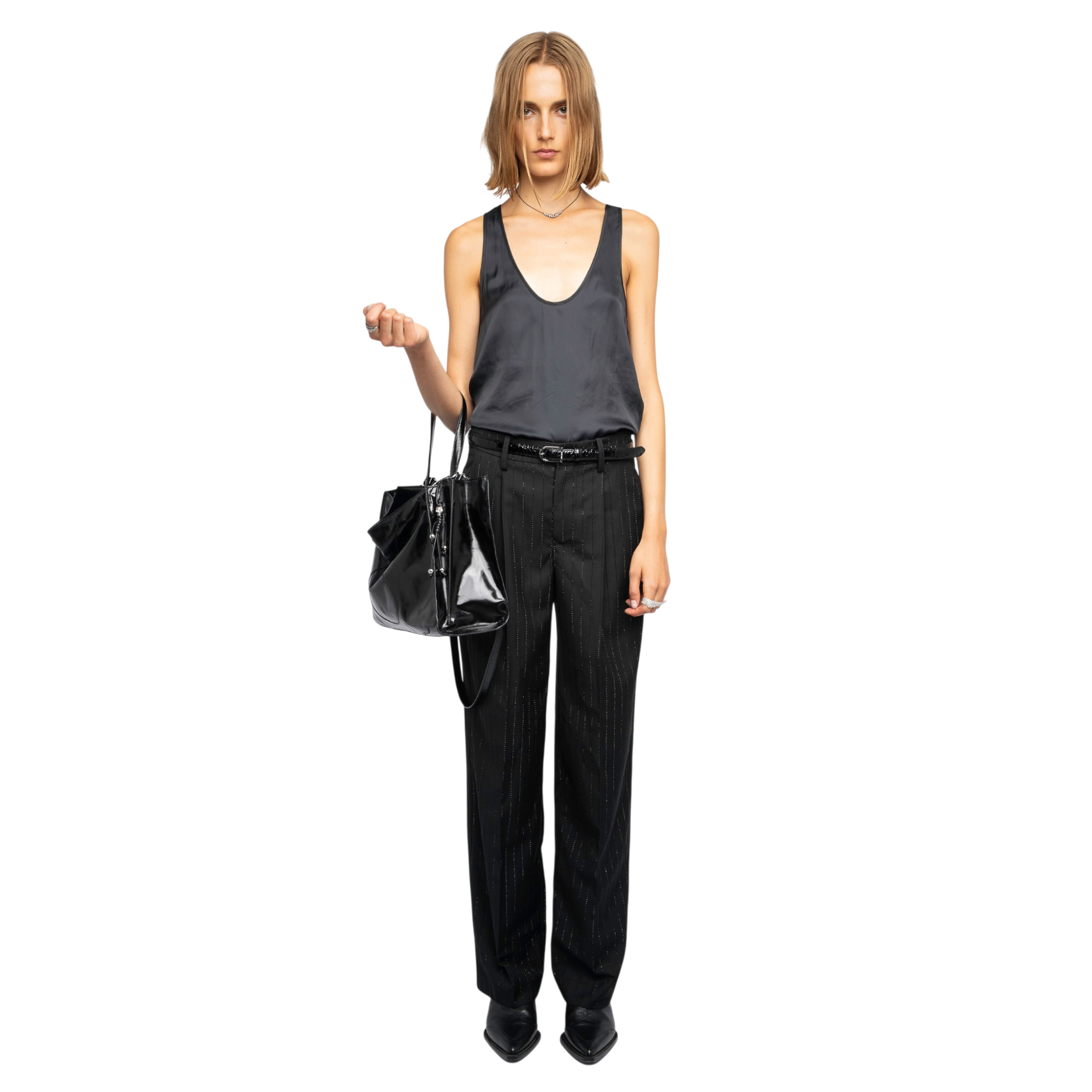 Puros Rhinestone Tailored Trousers - Black