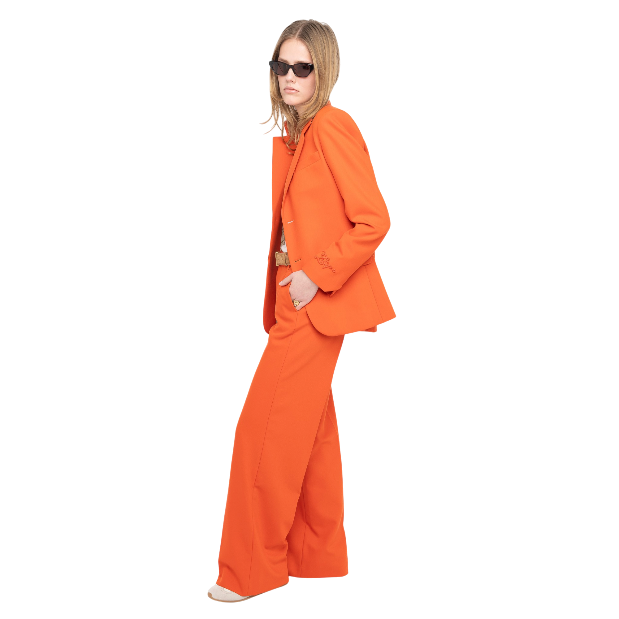 Panol Wide-Leg Tailored Trousers - Tangerine Orange