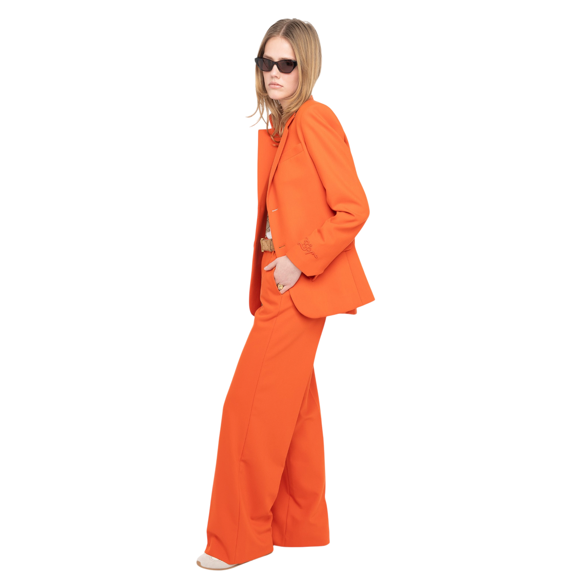 Panol Wide-Leg Tailored Trousers - Tangerine Orange