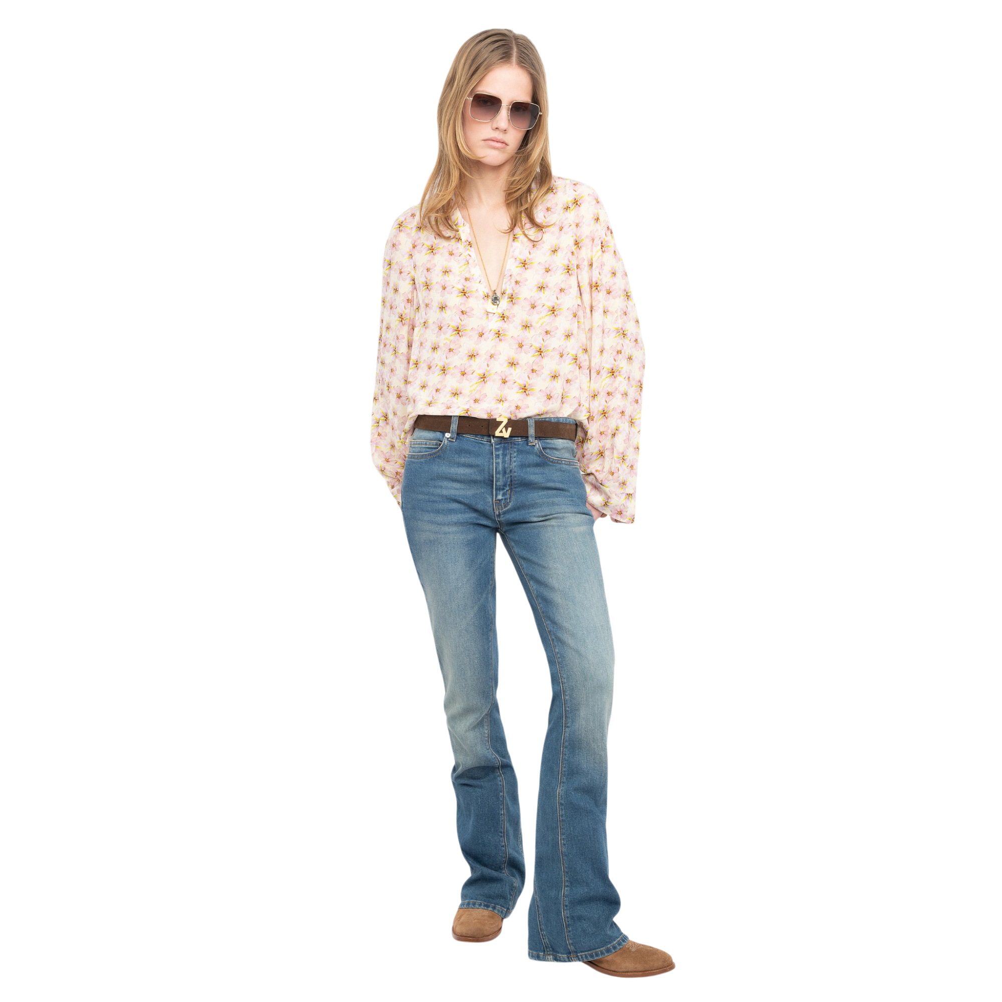 Torny Mirror Flowers Viscose Tunic - Pear Yellow