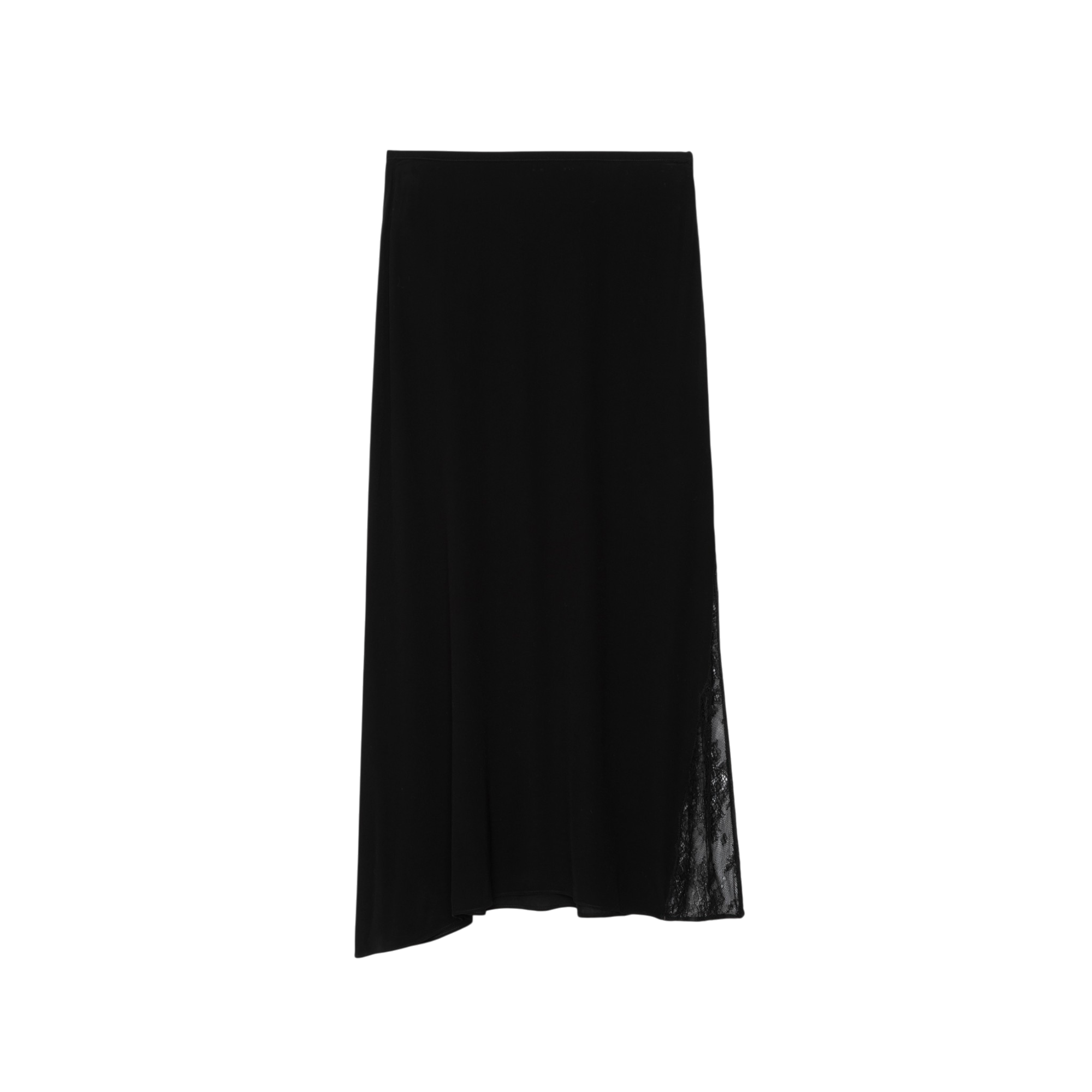 Jayla Soft Lace-Detail Midi Skirt - Black