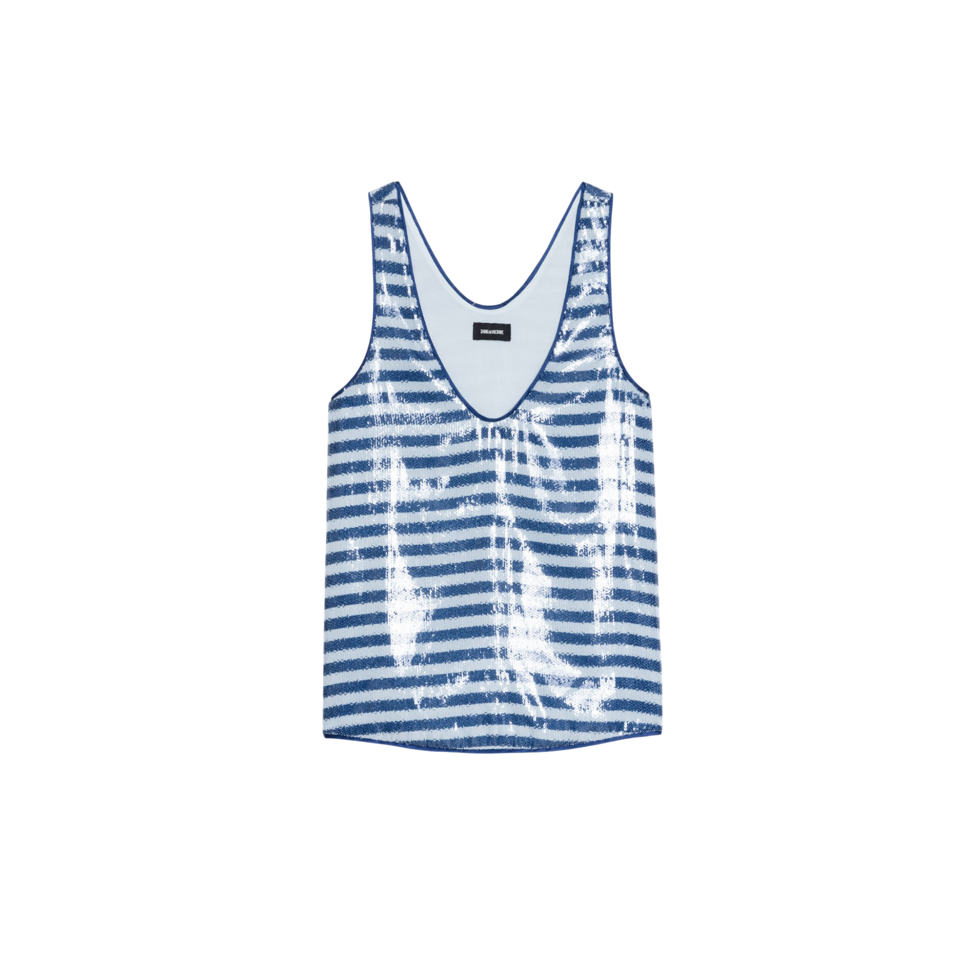 Tarys Striped Sequin Tank Top - Sky Blue