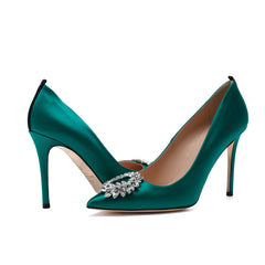 SJP by Sarah Jessica Parker Zaina 100mm Emerald Green Satin Pumps