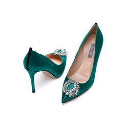 SJP by Sarah Jessica Parker Zaina 100mm Emerald Green Satin Pumps