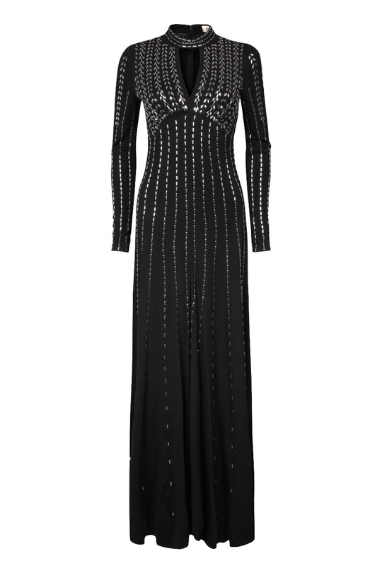 Temperley London Comet Silver Black Maxi Dress