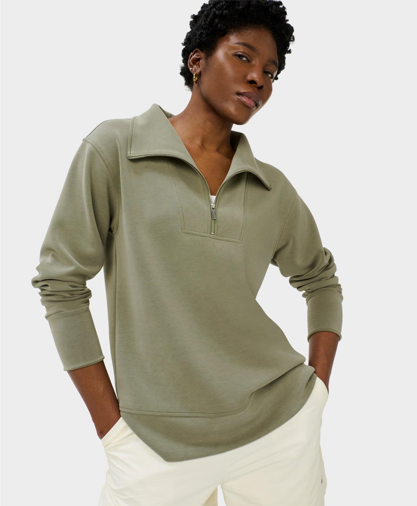 Sand Wash Half Zip Longline Sweatshirt