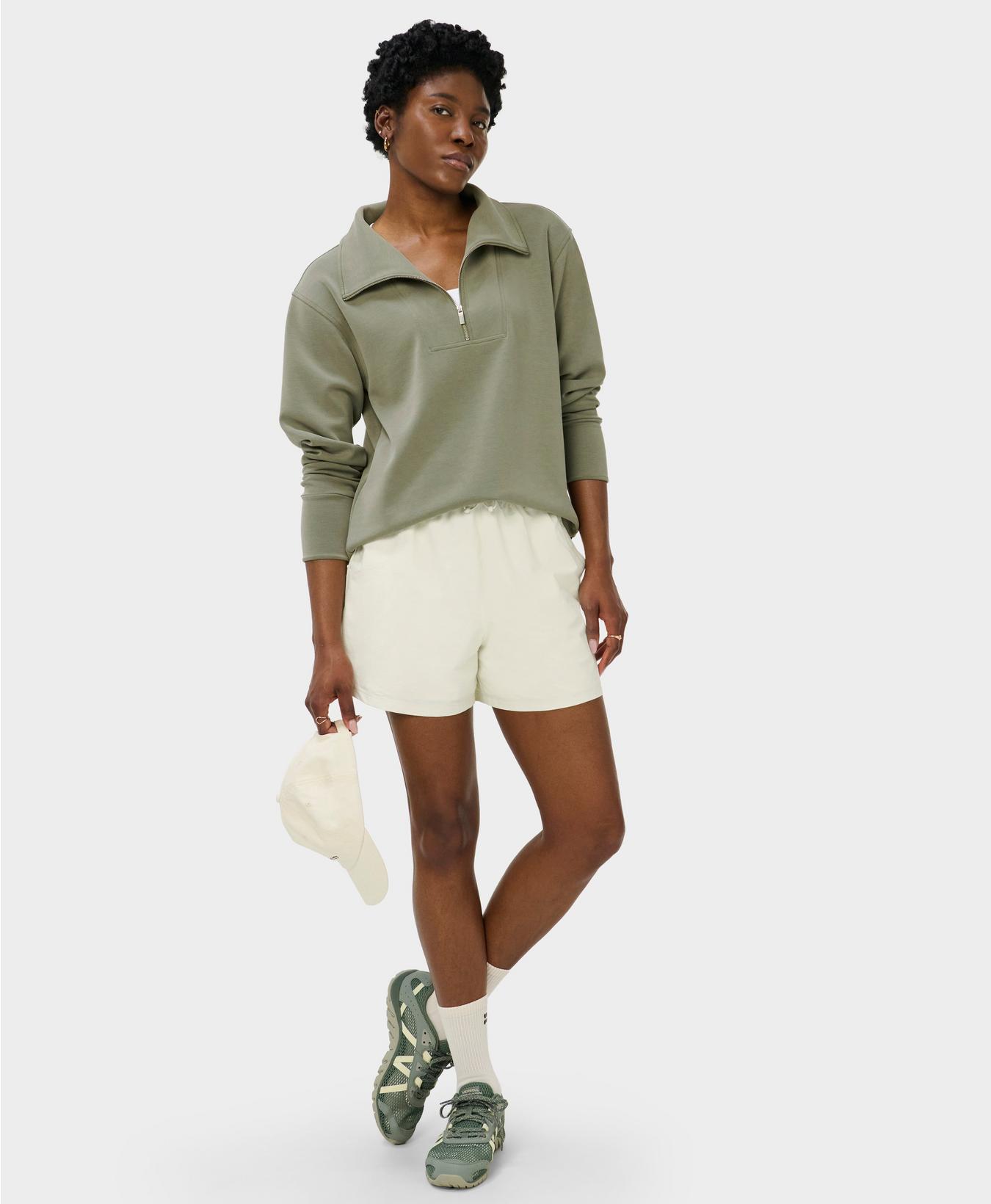 Sand Wash Half Zip Longline Sweatshirt