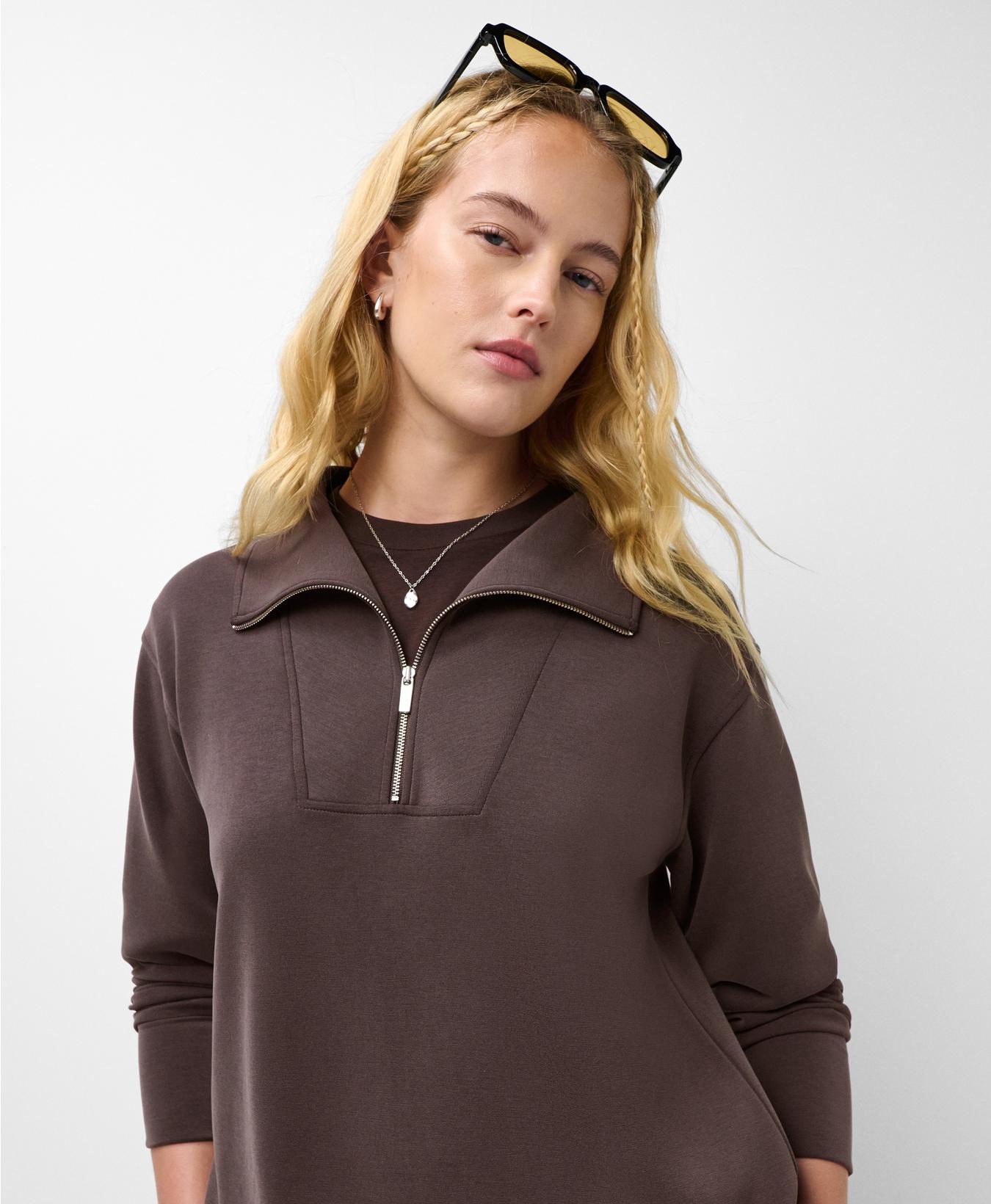 Sand Wash Half Zip Longline Sweatshirt