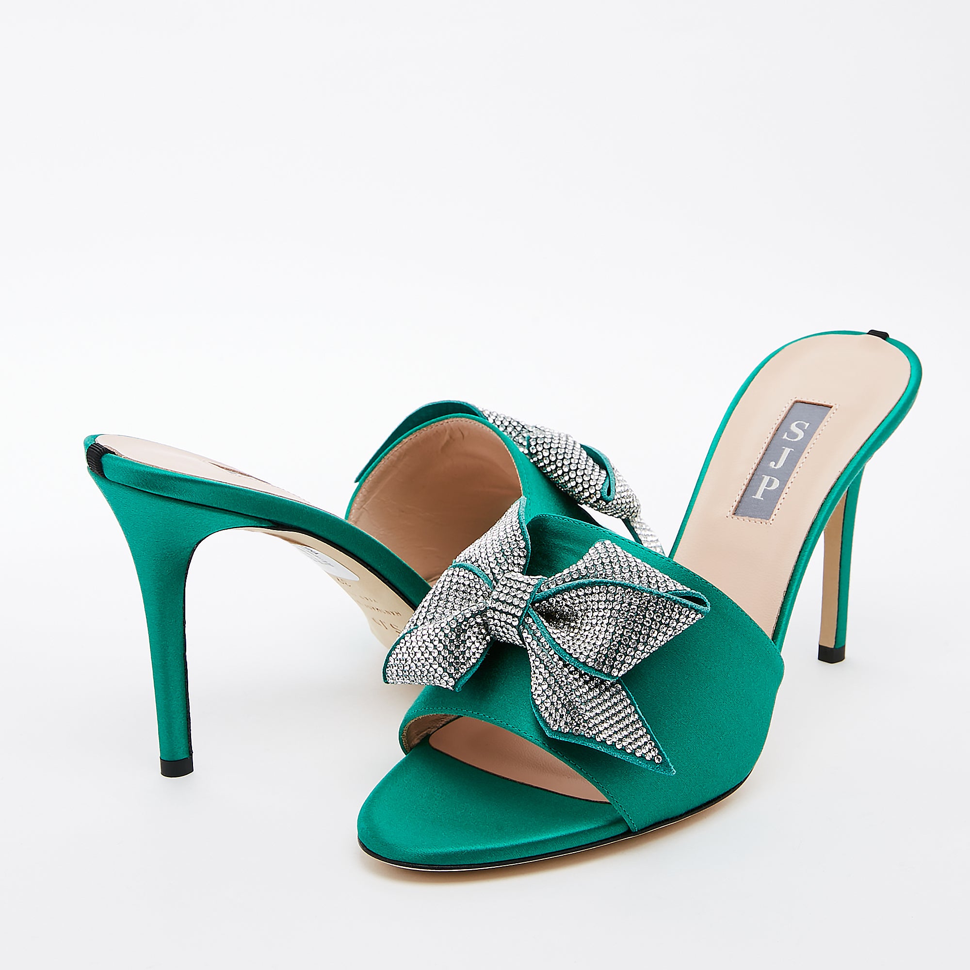 SJP by Sarah Jessica Parker Amna 90mm Emerald Green Satin Sandals