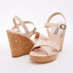 SJP by Sarah Jessica Parker Wren 90mm Nude Patent Wedge