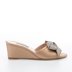 SJP by Sarah Jessica Parker Dina 50mm Nude Satin Wedge Sandals