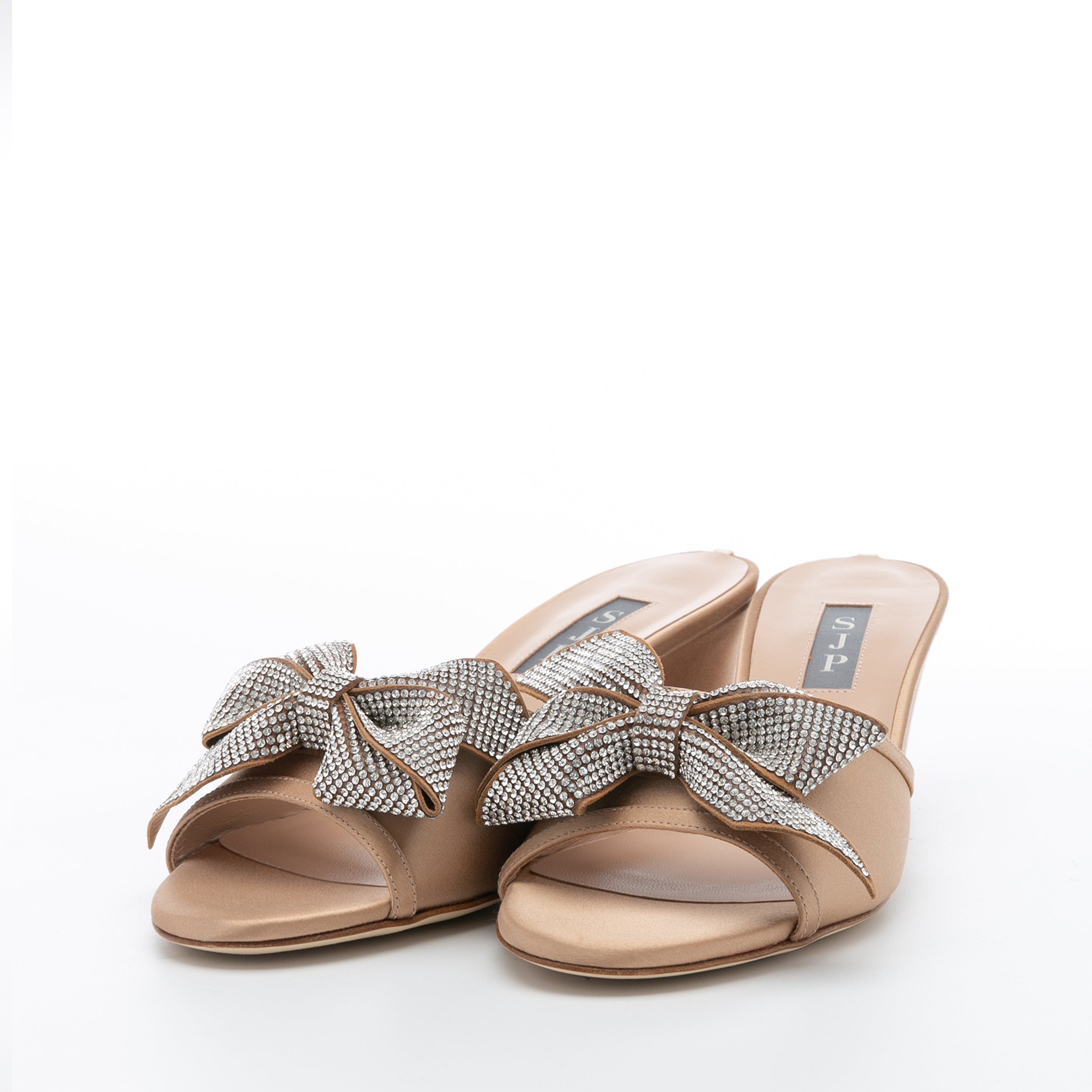 SJP by Sarah Jessica Parker Dina 50mm Nude Satin Wedge Sandals