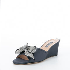 SJP by Sarah Jessica Parker Dina 50mm Dark Grey Satin Wedge Sandals