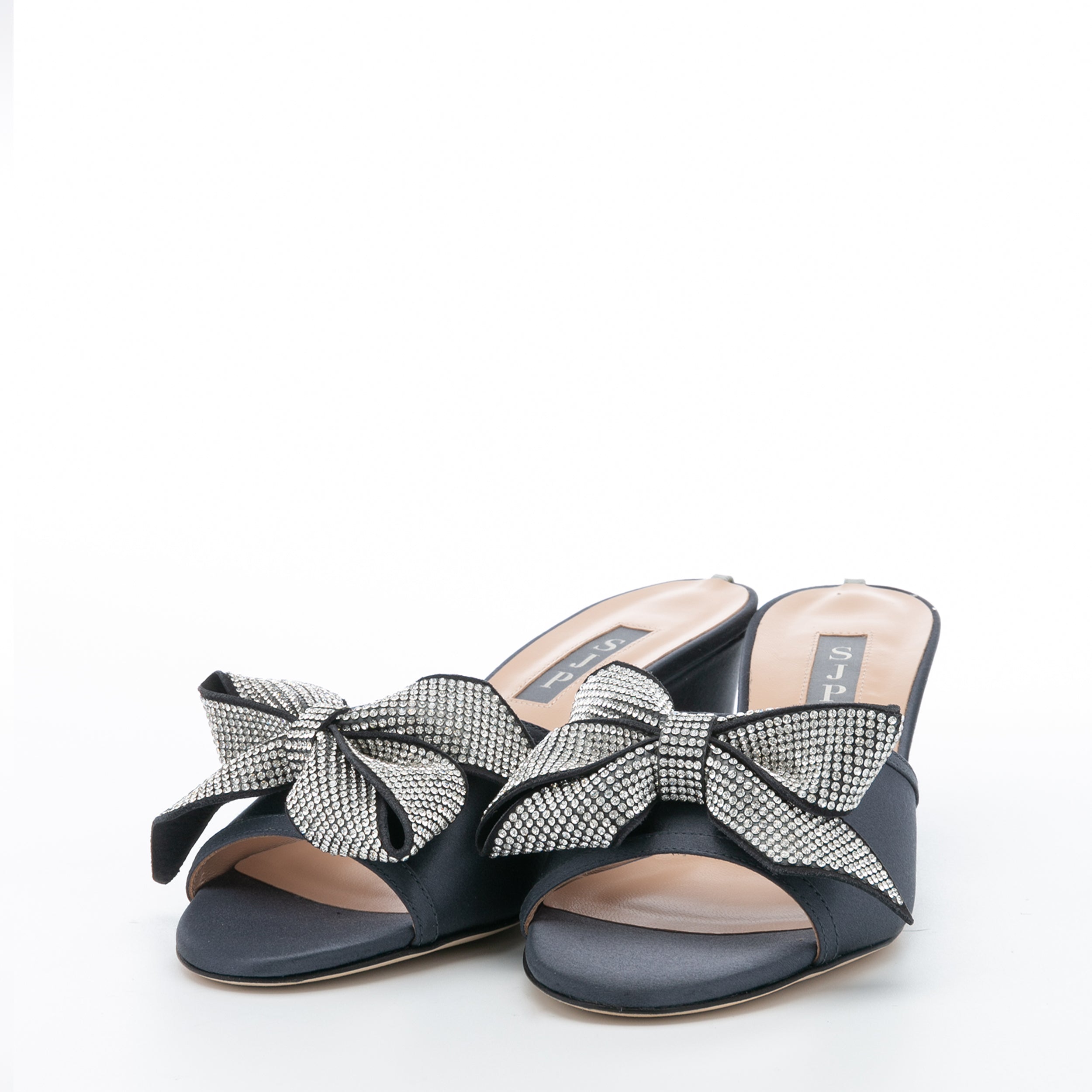 SJP by Sarah Jessica Parker Dina 50mm Dark Grey Satin Wedge Sandals