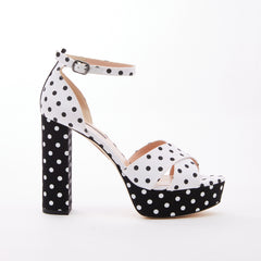 SJP by Sarah Jessica Parker Ginger 90mm Cream Polka Dot Noir Polka Dot Fabric Sandals