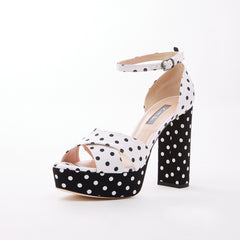 SJP by Sarah Jessica Parker Ginger 90mm Cream Polka Dot Noir Polka Dot Fabric Sandals