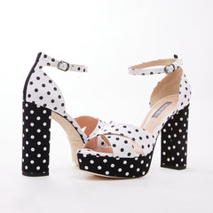 SJP by Sarah Jessica Parker Ginger 90mm Cream Polka Dot Noir Polka Dot Fabric Sandals