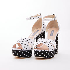 SJP by Sarah Jessica Parker Ginger 90mm Cream Polka Dot Noir Polka Dot Fabric Sandals