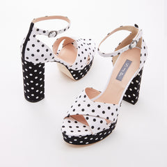 SJP by Sarah Jessica Parker Ginger 90mm Cream Polka Dot Noir Polka Dot Fabric Sandals