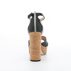 SJP by Sarah Jessica Parker Ginger 90mm Black Cork Leather Platform Sandals