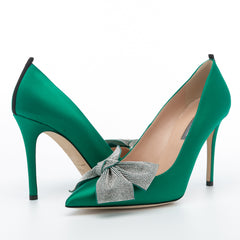 SJP by Sarah Jessica Parker Samara 100mm Emerald Green Satin Pumps