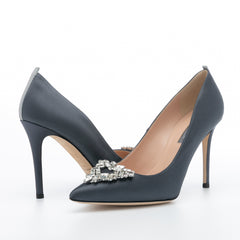 SJP by Sarah Jessica Parker Ola 100mm Dark Grey Satin Pumps